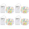 BXROIU 4 x 20 LEDs Stringa Luci a Batteria,Filo d'Argento 2 metri Ghirlanda,3 Modalità di Catena Luminosa per Feste, Matrimoni, Giardino e Decorazione Natalizia (Multicolore, 4 Pezzi 2 metri)