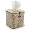 XIMISISE Scatola per fazzoletti in Vimini Quadrato, Scatola per Salviette in Seagrass, Scatola da Fazzoletti Intrecciato Decorativa per Bagno, Soggiorno, Cucina, Camera da Letto (Bianco)