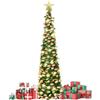 LZEXIN 150cm albero di natale pop up con luci incorporate,christmas tree pieghevole con 1 stella e 50 Luci LED,albero di natale pronto in 5 minuti,decorazione d'interni natalizia,paillettes a campana