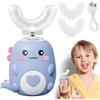 RNPKZ Spazzolino elettrico per bambini, 360° U, spazzolino da denti a forma di U per ragazzi e ragazze, spazzolino elettrico con 3 testine in silicone, spazzolino da denti dinosauro, IPX7