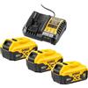 DEWALT DCB1104P3-QW Kit caricabatteria DCB1104 + 3 batterie DCB184 18V 5Ah
