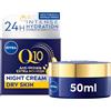 NIVEA Q10 crema notte antirughe, crema da notte per pelle secca con coenzima Q10 e olio di argan biologico, idratante anti antirughe, Q10 Power Extra cura notturna, (50 ml)