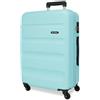 Roll Road Flex Valigia rigida realizzata in ABS, un materiale, chiusura a combinazione laterale 4 ruote doppie bagaglio a mano, pratico interno con un vano, Blu scuro, mediana, Valigia media