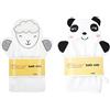 Eyands 2 guanti bianchi per il lavaggio del bambino - simpatici motivi animali per bambini, guanti da bagno per pulire la pelle (Panda, pecora)