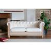 PIB Divano Chesterfield 2 posti in lino e cotone bianco, stile shabby chic, 165x82x73 cm, design elegante