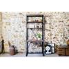PIB Scrivania-libreria in metallo marrone, stile industriale, 51x88x208 cm, design vintage funzionale