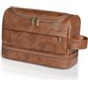 LIANHTAI Borsa da toilette per uomo, borsa da viaggio grande in pelle con gancio per appendere, kit Dopp essenziali da viaggio, kit per la rasatura da uomo, regali per padre, papà, fidanzato