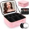 Suupvaor Borsa per il trucco da viaggio con specchio illuminato Partizionabile Makeup Train Case Cosmetic Make up Organizer Bag con 3 modalità di colore Dimming Light up Mirror