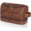 LIANHTAI Borsa da toilette per uomo, borsa da viaggio grande in pelle con gancio per appendere, kit Dopp essenziali da viaggio, kit per la rasatura da uomo, regali per padre, papà, fidanzato