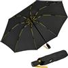 iX-brella Ombrello tascabile inversa in fibra di vetro con raggi colorati, nero/giallo, 106 cm, Ombrello tascabile XXL