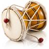 The Great Indian Bazaar Global Village Bazaar, Damaru popolare indiano classico in legno e pelle fatto a mano, tamburo a mano, set di percussioni, collezione decorativa, mondo musicale, strumenti musicali, Giallo, 7 cm