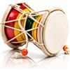 The Great Indian Bazaar Fatto a mano in legno e cuoio classico indiano folk Dumroo Damroo Damaru set di tamburi a mano percussioni decorative da collezione pezzo da esposizione strumenti musicali del mondo