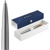 Waterman Impression Penna a sfera | Punta media con ricarica inchiostro blu | Acciaio inossidabile con finiture placcate in oro | Confezione regalo