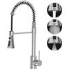 SREWOHS PRO Miscelatore Cucina con Doccia Estraibile - Rubinetto Lavello in Acciaio Inox 304, Doccia 3 Getti, Alta Pressione, Monocomando Finitura Nickel Spazzolato