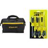 STANLEY 1-93-330 Borsa portautensili 30 x 25 x 13 cm con base rigida & STHT0-60208 Cacciavite Essential, 2 x Std - 1 x Parall - 3 x Ph, Set di 6 pz