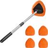 CGEAMDY Pulitore per Parabrezza Auto, Pulitore per Vetri Auto con 4 Pastiglie in Microfibra Lavabili E Riutilizzabili, Kit di Pulizia per Tergicristalli con Manico Lungo Ed Estensibile (Arancione)