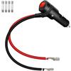 RIIEYOCA 12V 24V Adattatore Spina Accendisigari, 16AWG Resistente 15A Accendisigari Auto Maschio a Cavi con Interruttore Cavo di Alimentazione Sostituzione per Auto, Barche. (0,3m / 1ft)