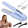 Focenat Piastra per Capelli Senza Fili 2 in 1, Mini Piastra & Arricciacapelli, Portatile Piastra Capelli da Viaggio, 4 Livelli di Temperatura, Display LED, USB Ricaricabile für alle Haartypen (Blu)
