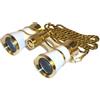 HQRP Binocolo da teatro 3 x 25 con finitura dorata, catenella per il collo, colore: oro/ bianco perlato
