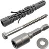 AERZETIX - Kit di 8 tasselli in nylon Ø8x60 mm + 8 viti tirafondo Ø5x60 mm inossidabile A2 + 8 rondelle larghe A2 per vite M5 + 1 bussola esagonale interna 1/4 SW8