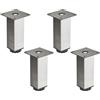 SOTECH 4 pezzi SOTECH gambe per mobili ZULU 38 x 38 x 120 mm look acciaio inox, portata fino a 100 kg per gamba, gambe per vetrine gambe per zoccoli gambe per armadietti