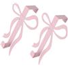 Fukaisu 2pz Ganci da Porta con Fiocco Rosa, Metallo per Asciugamani Vestiti Cappelli Cappotti Borse Decorazione per Stanza Bagno Camera Letto Cucina Soggiorno Organizzazione Dell'Armadio