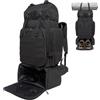 Lizbin Zaino tattico militare Molle da 80 l, zaino da campeggio con scomparto per scarpe, zaino leggero da uomo, resistente all'acqua, zaino da viaggio, borsa di sopravvivenza (nero)