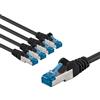 goobay 66040 - Cavo di rete CAT 6A, in set da 5 pezzi, schermato S/FTP/CU, cavo Ethernet PiMF, LSZH/Cat 6a da 10 Gbit/nero, 5 x 1 m
