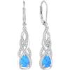 FJ Orecchini Opale di Fuoco Blu Argento 925 Orecchini Pendenti Goccia Infinito Opale Gioielli Regalo per Donna