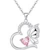 Tusuzik Collana Donna Argento 925 Collana Cuore Farfalla Ottobre Birthstone Necklace Idee Regalo Gioielli Donna per Mogile/Sorella/Amiche Regali Anniversario Compleanno Festa della Mamma Valentin's Day