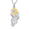 YAFEINI Collana con ciondolo a forma di girasole, in argento Sterling, con ciondolo a forma di fiore, idea regalo per mamma, figlia, donne, ragazze, Argento