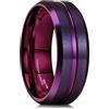 King Will Classico anello da uomo in tungsteno, con scanalatura in argento, nero, oro, blu, marrone, oro rosa, 6 mm, 7 mm, 8 mm, finitura lucida/opaca, vestibilità comoda, T 1/2(62.08mm), Carburo di