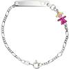 Aka Gioielli® - Bracciale Targhetta Identificativa Bambina Argento 925 con Bambolina Smaltata Rosa, Idea Regalo