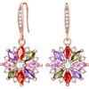 VONSSY Orecchini colorati a forma di fiocco di neve, a goccia, in oro rosa, con zirconi, con cristalli, con granato, ametista, morganite, peridoto, strass, regalo per donne, fidanzate