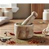 KLEO Marmo pietra mortaio e pestello impostato come Okhli Musal Kharad Khallad Spezie, Medicine Grinder Masher - 6,3 cm di diametro piccolo colore beige naturale