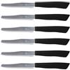 Tredoni 6 Coltelli da Cucina - 11cm Acciaio Inossidabile Italiano Coltello Posate da Verdure/Bistecca/Tavola Seghettato, Punta Arrotondata (Nero)