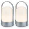 BRILONER - Set di 2 lampade da tavolo LED senza fili IP44 con touch, dimmerabili a livelli, lampada da scrivania senza fili, lampada ricaricabile, comodino, per esterni, 8,5x8x15,5 cm, cromo opaco