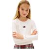 Tommy Hilfiger Girls Heritage Flag Rib Knit Tee LS KG0KG09065 White (Ancient White) 3 Years