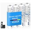 Nraonrn NiMH Batteria micro AAA 800 mAh 1,2 V per Telefoni Gigaset, Pile Ricaricabili AAA per Telefoni senza fili Panosonic, bassa autoscarica, ricarica rapida - 4 pezzi
