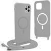 YFSYLL Magnetica Cover per iPhone 13 Pro Max con Cordino,Compatibile con MagSafe,Silicone Case con Regolabile Cordino da Collo Nylon Catena Collana Tracolla - Grigio