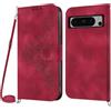 Netany Cover per Google Pixel 8 Pro con Cordino, Flip Portafoglio Custodia in Pelle, [2 Porta Carte][Chiusura Magnetica],Custodia Libro Antiurto Cover con Laccio per Google Pixel 8 Pro (Rosso)