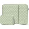 MOSISO Laptop Custodia 13,3 Pollici,Borsa PC 13-14 Pollici Compatibile con MacBook Air/Pro 13/Pro 14,HP Dell ASUS Notebook,Trapuntato Verticale Borsa con Tasca&Piccolo Case,Salvia Verde