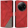 SONWO Cover per Xiaomi Redmi A3 / Xiaomi Poco C61 4G, Flip Custodia in PU Pelle, Cover a Libro Portafoglio con Slot per Schede e Supporto Stand per Xiaomi Redmi A3 / Xiaomi Poco C61 4G, Rosso