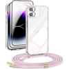 DiDaDi 5 in 1 Cover per iPhone 11 con Cordino, Custodia con Laccio Collana Tracolla Collo TPU Antiurto AntiGraffio Custodia con Regolabile Collana Case- Oro Rosa