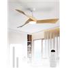 Sofucor 132cm Ventilatore da Soffitto con Luce, Dimmerabile 3CCT, Telecomando, 6 Velocità, Timer, DC Silenzioso Lampada Ventilatore Soffitto in Legno per Camera