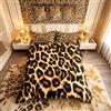 Loussiesd Set di biancheria da letto con stampa leopardata e ghepardi, motivo africano, motivo leopardo, decorativo, bambini, adolescenti, camera da letto, copriletto di lusso matrimoniale con 2 federe