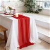 TaimeiMao Runner Chiffon Rosso,75 x 300 cm Runner da Tavolo Garza,Tovaglia Rosso,Decorazione da Tavolo da Cucina per Interni,Vacanze,Capodanno,Feste
