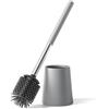 Siapapla Scopino Bagno WC in Acciaio Inox 304 Grigio - Spazzolone Bagno WC Elegante e Moderno Con Testina in Silicone Sostituibile - Ideale per uffici, hotel e uso domestico(Grigio Opaco)