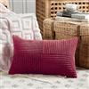 FDTERN Federe Cuscini Rosso Borgogna 35x60 per Divano in Velluto a Coste Moderno Morbido Motivo a Croce Decorativa Copricuscini con Cerniera Invisibile per Divano Camera da Letto