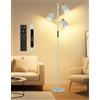 OUTON Lampada da Terra LED Dimmerabile con Telecomando e Controllo Touch, 36W 2700LM, 4 Temperature di Colore, 3 Luci Rotanti, Lampade da Terra moderna per Soggiorno, Camera da Letto, Ufficio, Ciano